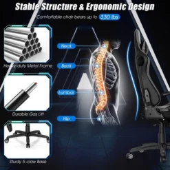 Costway Massage Gaming Chair With 2 Bluetooth Speakers Adjustable Swivel Racing Style Chair -Costway GUEST 0a066835 e021 445e bf39 e66ac43bd31c