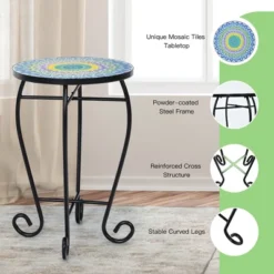 Costway Mosaic Side Table Accent Table Round Balcony Bistro End Table OrangeBlueNavy 16 Costway Mosaic Side Table Accent Table Round Balcony Bistro End Table OrangeBlueNavy -Costway GUEST 0a0cbda5 8b51 4cf2 8e51 5ea343bb0912