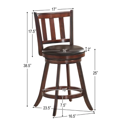 Costway Set Of 2 25'' Swivel Bar Stool Leather Padded Dining Kitchen Pub Bistro Chair High Back 1 Costway Set Of 2 25'' Swivel Bar Stool Leather Padded Dining Kitchen Pub Bistro Chair High Back