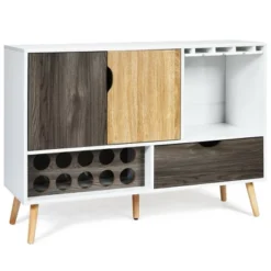 Costway Mid-Century Buffet Sideboard Wooden Storage Cabinet W/ Wine Rack & Glass Holder -Costway GUEST 0a3bbfc3 2f89 487a bff8 734a0649302c