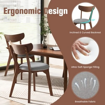 Set Of 2 Dining Chair Upholstered Curved Back Side Chair With Solid Wooden Legs 5 Set Of 2 Dining Chair Upholstered Curved Back Side Chair With Solid Wooden Legs - Image 5