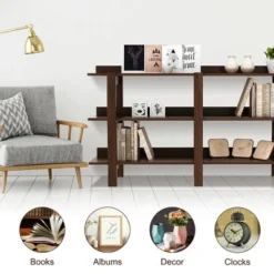 Costway 59'' 3 Tier Console Table With Storage Wooden Sofa Entryway Table Brown Walnut 12 Costway 59'' 3 Tier Console Table With Storage Wooden Sofa Entryway Table Brown Walnut -Costway GUEST 0a672e0c 775c 4296 a16a e1f0c5e7ce47