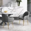 Costway Set Of 2 Velvet Dining Chairs Mid-Back Leisure Armchair W/ Gold Leg PinkGray