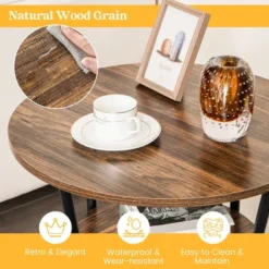 Costway 2 PCS 2-Tier Sofa Side End Table Round Nightstand With Sturdy Metal Frame Brown/Oak 18 Costway 2 PCS 2-Tier Sofa Side End Table Round Nightstand With Sturdy Metal Frame Brown/Oak -Costway GUEST 0a98c3ae 8fd5 4695 89bc 96a9ad7374cd