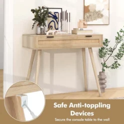 Costway Rattan Console Table With Pull-out Drawer Boho Style Entryway Table -Costway GUEST 0aad5bd6 26d6 4b7f 8a97 042511b5ba33