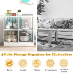 Costway Kids Toy Storage Organizer 4-Cube Wooden Display Bookcase With Anti-toppling Device 15 Costway Kids Toy Storage Organizer 4-Cube Wooden Display Bookcase With Anti-toppling Device -Costway GUEST 0ab20a59 7afe 43b7 8938 8dac40630a60