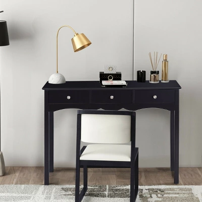 Costway Console Table Hall Table Side Table Desk Accent Table 3 Drawers Entryway Black 6 Costway Console Table Hall Table Side Table Desk Accent Table 3 Drawers Entryway Black - Image 6