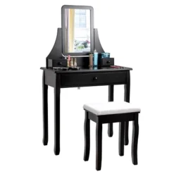Costway Square Mirror Dressing Table Set Makeup Vanity For Bedroom, Living Room White/Black 19 Costway Square Mirror Dressing Table Set Makeup Vanity For Bedroom, Living Room White/Black -Costway GUEST 0ae6efbe 0a30 4012 aef9 515a728a34a9