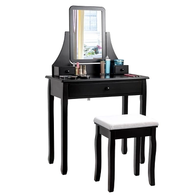 Costway Square Mirror Dressing Table Set Makeup Vanity For Bedroom, Living Room White/Black 10 Costway Square Mirror Dressing Table Set Makeup Vanity For Bedroom, Living Room White/Black - Image 10