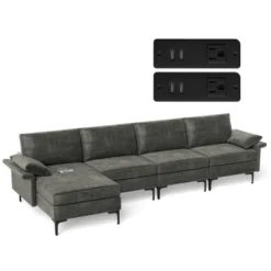 Costway Modern Modular L-shaped Sectional Sofa W/ Reversible Chaise & 4 USB Ports 21 Costway Modern Modular L-shaped Sectional Sofa W/ Reversible Chaise & 4 USB Ports -Costway GUEST 0b09fa23 71d2 4739 b267 ec23c10b51df