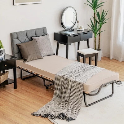 Costway Folding Bed W/Memory Foam Mattress Dust-Proof Bag Rollaway Metal Bed Sleeper Made In Italy 1 Costway Folding Bed W/Memory Foam Mattress Dust-Proof Bag Rollaway Metal Bed Sleeper Made In Italy