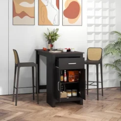 Costway Bar Table 35.5'' Counter Height Dining Table With Storage Cabinet & Drawer Black/Grey 13 Costway Bar Table 35.5'' Counter Height Dining Table With Storage Cabinet & Drawer Black/Grey -Costway GUEST 0b576fa4 2d66 4f80 b89d 99e9b653a9c2