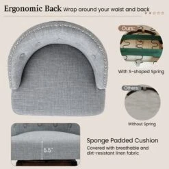 Costway Set Of 2 Swivel Bar Stools Tufted Bar Height Pub Chairs With Rubber Wood Legs Grey/Beige -Costway GUEST 0b70b1e2 6fec 4793 a1ee 0a66dd5d8ad3