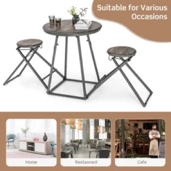 Costway 3-Piece Bar Table Set Round Pub Dining Table & 2 Foldable Stools W/ Metal Frame 15 Costway 3-Piece Bar Table Set Round Pub Dining Table & 2 Foldable Stools W/ Metal Frame -Costway GUEST 0bc02022 7cae 4870 9b76 3a6d3273269a