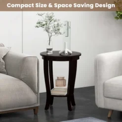Costway 2-Tier End Table 18'' Round Compact Sofa Side Nightstand With Storage Shelf Espresso/White 14 Costway 2-Tier End Table 18'' Round Compact Sofa Side Nightstand With Storage Shelf Espresso/White -Costway GUEST 0c0b3824 2836 4619 8e94 ce8b5ed2bae2