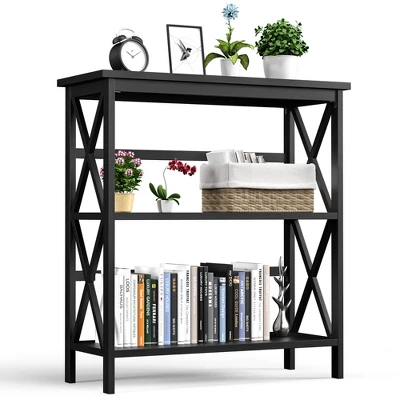 Costway 3-Tier Bookshelf Wooden Open Storage Bookcase For Home Office WhiteBlackCoffeeNatural 8 Costway 3-Tier Bookshelf Wooden Open Storage Bookcase For Home Office WhiteBlackCoffeeNatural - Image 8