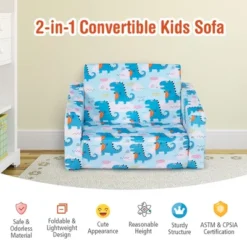 Costway 2-in-1 Convertible Kids Sofa To Lounger Flip-Out Chair W/Storage Pocket -Costway GUEST 0c85c416 d9d6 452b 821f 19b29722540a