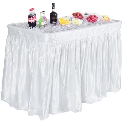 Costway 4 Foot Party Ice Folding Table Plastic With Matching Skirt White 9 Costway 4 Foot Party Ice Folding Table Plastic With Matching Skirt White - Image 9