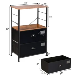 Costway 2 Drawer Dresser W/Shelf Storage Tower Nightstand End Table Chest Black -Costway GUEST 0caf63d7 5e16 4b7a b756 1e1e8a392046