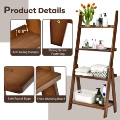 Costway 4 Tiers Bamboo Ladder Shelf Bookcase Storage Organizer Plant Flower Stand 14 Costway 4 Tiers Bamboo Ladder Shelf Bookcase Storage Organizer Plant Flower Stand -Costway GUEST 0cb68f5f 9183 4db9 bd60 7a7cd5cf7d50