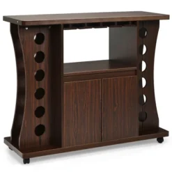 Costway Rolling Buffet Sideboard Wooden Bar Storage Cabinet W/ Wine Rack & Glass Holder -Costway GUEST 0cbd17a1 dbce 4afc 89fc e04b3b6c7e23