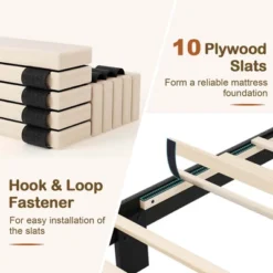 Costway Full/Queen/King Size Bed Frame Modern Linen Fabric Upholstered Platform Bed With Headboard 17 Costway Full/Queen/King Size Bed Frame Modern Linen Fabric Upholstered Platform Bed With Headboard -Costway GUEST 0d1df153 acf7 43bb a5a9 f04b9f9432d8