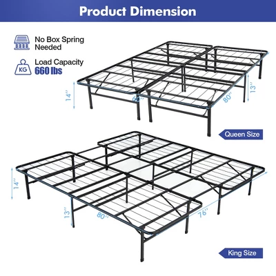 Costway Folding Metal Platform Bed Frame 13 Inch Mattress Foundation 660 LBS 3 Costway Folding Metal Platform Bed Frame 13 Inch Mattress Foundation 660 LBS - Image 3
