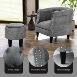 Costway Modern Accent Chair With Ottoman Armchair Barrel Sofa Chair With Footrest Grey 17 Costway Modern Accent Chair With Ottoman Armchair Barrel Sofa Chair With Footrest Grey -Costway GUEST 0d79f529 497d 4298 be2e a5393d56a140