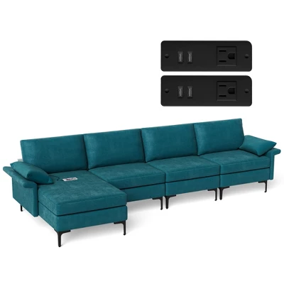Costway Modern Modular L-shaped Sectional Sofa W/ Reversible Chaise & 4 USB Ports 10 Costway Modern Modular L-shaped Sectional Sofa W/ Reversible Chaise & 4 USB Ports - Image 10