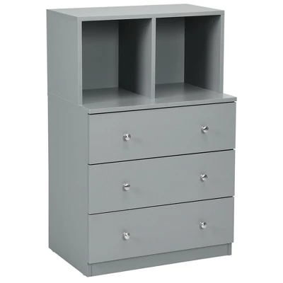 Costway 3 Drawer Dresser W/ Cubbies Storage Chest For Bedroom Living Room White/Black/Grey 11 Costway 3 Drawer Dresser W/ Cubbies Storage Chest For Bedroom Living Room White/Black/Grey - Image 11