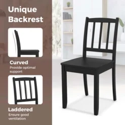 Costway Wood Dining Chair Set Of 2 With Rubber Wood Legs Curved Backrest For Kitchen White/Black/Brown -Costway GUEST 0d98815a ab72 4205 a45a b0a9b2878928