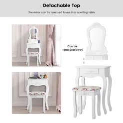 Costway White Vanity Jewelry Makeup Dressing Table Stool Drawer -Costway GUEST 0db7368f f344 43ce 868b 11e2ca4a61c8