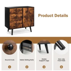 Costway Mid-Century Rustic Storage Cabinet Multipurpose Wood Shelf Organizer With 3 Drawers 16 Costway Mid-Century Rustic Storage Cabinet Multipurpose Wood Shelf Organizer With 3 Drawers -Costway GUEST 0dbfb74a 3376 49a7 8f9d 673b40969366