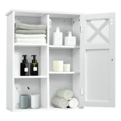 Costway Wall-Mounted Cabinet Bathroom Storage 2-Tier Shelf Multipurpose Organizer White 13 Costway Wall-Mounted Cabinet Bathroom Storage 2-Tier Shelf Multipurpose Organizer White -Costway GUEST 0dddd666 c657 4e8a 84a1 d0884caa3974