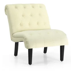 Costway Armless Accent Chair Upholstered Tufted Lounge Chair Wood Leg -Costway GUEST 0e32c5e6 e3d5 4f58 875d cc3d3a0982fe