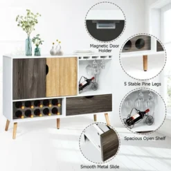 Costway Mid-Century Buffet Sideboard Wooden Storage Cabinet W/ Wine Rack & Glass Holder -Costway GUEST 0e7de361 b9d8 4086 9b22 685b54151f0b