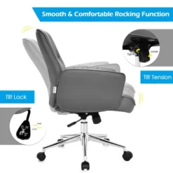 Costway Modern Home Office Leisure Chair PU Leather Adjustable Swivel W/ Armrest -Costway GUEST 0e910c9a 3773 4cf1 aaa7 86e64251fe53
