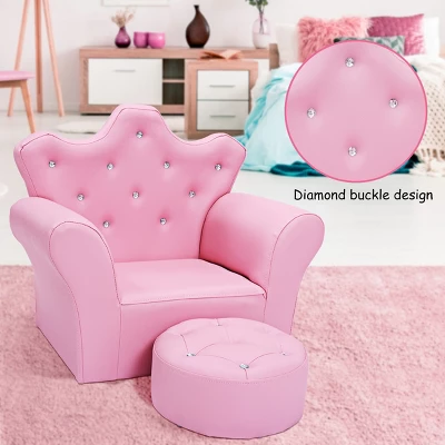 Costway Pink Kids Sofa Armrest Chair Couch Children Toddler Birthday Gift W/ Ottoman 1 Costway Pink Kids Sofa Armrest Chair Couch Children Toddler Birthday Gift W/ Ottoman