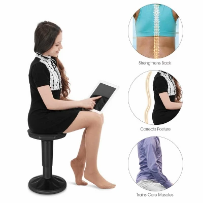 Costway Wobble Chair Height Adjustable Active Learning Stool Sitting Home Office Black 4 Costway Wobble Chair Height Adjustable Active Learning Stool Sitting Home Office Black - Image 4