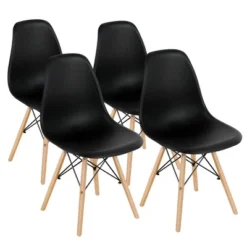 Costway Set Of 4 Modern Dining Side Chair Armless Home Office W/ Wood Legs White/Black/Blue -Costway GUEST 0ef416d0 a9d2 4eb4 9f00 06ce9e295fd0