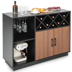 Costway Industrial Wine Bar Cabinet Sideboard Buffet With Glass Holder & Adjustable Shelf -Costway GUEST 0f02ed5a 95e6 4c71 bdd8 4ceb84d473f2