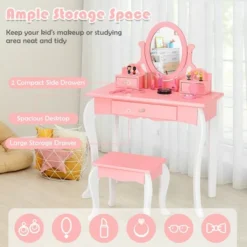 Costway Kids Vanity Princess Makeup Dressing Table Stool Set W/ Mirror Drawer 15 Costway Kids Vanity Princess Makeup Dressing Table Stool Set W/ Mirror Drawer -Costway GUEST 0f0e9d93 fbf3 4244 ae96 da3e87b0bcb9