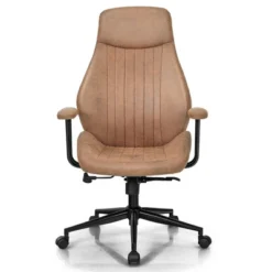 Costway High Back Office Chair Reclining Task Chair Suede Fabric BrownRed -Costway GUEST 0f4327b3 fe4e 412b 9723 596bcee821b6