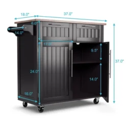Costway Rolling Kitchen Cart Island Heavy Duty Storage Brown Trolley Cabinet Utility Modern