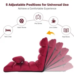 Costway Folding Lazy Sofa Chair Stylish Sofa Couch Bed Lounge Chair W/Pillow Burgundy 13 Costway Folding Lazy Sofa Chair Stylish Sofa Couch Bed Lounge Chair W/Pillow Burgundy -Costway GUEST 0f888571 94de 460b 8cc2 979fe789b6e6