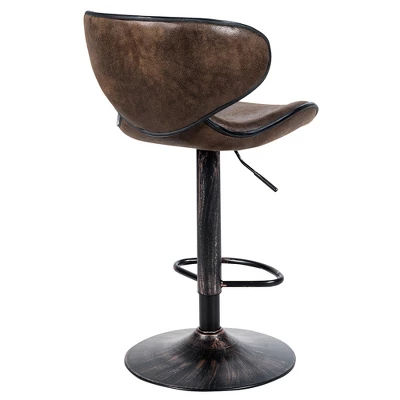 Costway Set Of 4 Adjustable Bar Stools Swivel Bar Chairs W/ Backrest Retro Brown Hot-Stamping Cloth 9 Costway Set Of 4 Adjustable Bar Stools Swivel Bar Chairs W/ Backrest Retro Brown Hot-Stamping Cloth - Image 9