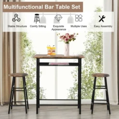 Costway 3 Pieces Bar Table Set Counter Height Dining Pub Table W/ 2 Stools 13 Costway 3 Pieces Bar Table Set Counter Height Dining Pub Table W/ 2 Stools -Costway GUEST 0fb6881e 4d67 40cf a154 7711cbae7b0c