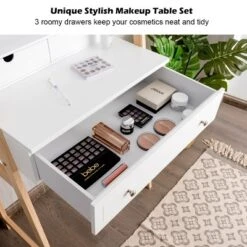 Costway Makeup Vanity Table Dressing Table Cushioned Stool Set 14 Costway Makeup Vanity Table Dressing Table Cushioned Stool Set -Costway GUEST 0fecd418 a6ea 4d79 bc85 aaa92bf6c02d