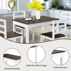 Costway 5pcs Dining Set Solid Wood Compact Kitchen Table & 4 Chairs Modern 15 Costway 5pcs Dining Set Solid Wood Compact Kitchen Table & 4 Chairs Modern -Costway GUEST 10053f89 a428 4c80 8589 6656db0aa6e1