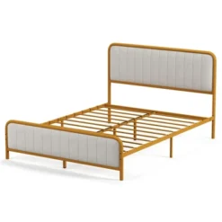 Costway Full Gold Metal Bed Frame Upholstered Platform Bed With Velvet Headboard 24 Costway Full Gold Metal Bed Frame Upholstered Platform Bed With Velvet Headboard -Costway GUEST 107fdd9c c53d 4430 a1aa 6f504ae16e3c